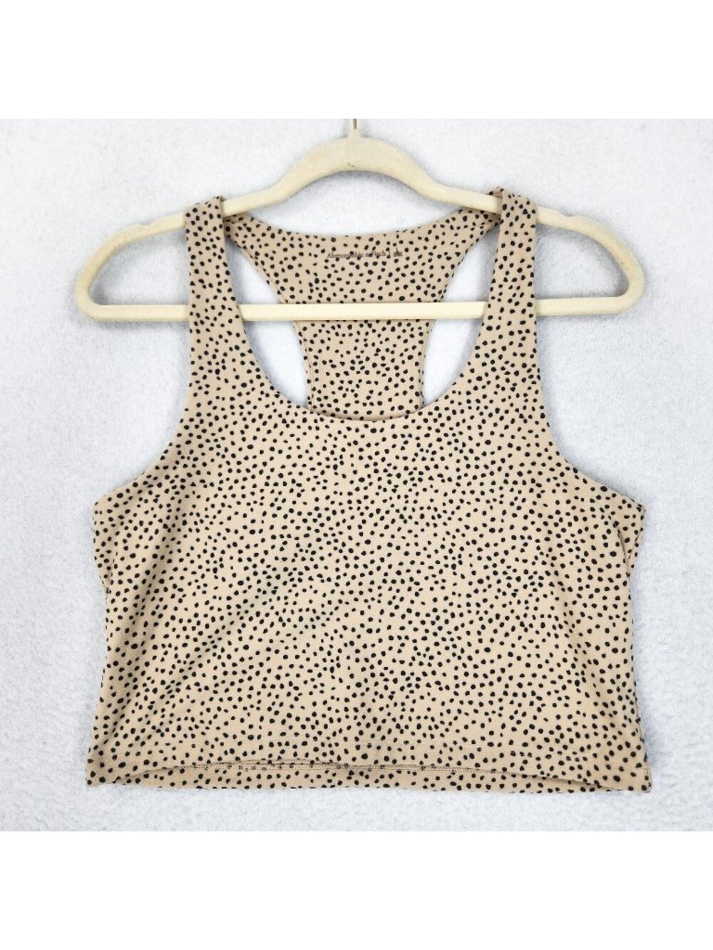 Abercrombie Fitch Shirt Womens Large Beige Cropped Racerback Spotted Tank Top
